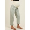 Pinkblush Light Olive Rolled Cuff Barrel Leg Maternity Jeans - 4 of 4