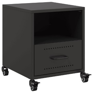 vidaXL Bedside Cabinet Cold-rolled Steel Portable - Black 1 or 2 Pack - 1 of 4