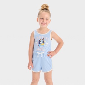 Toddler Girls' Bluey Romper - Blue - 1 of 4