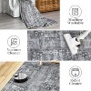 10x13 Large Vintage Rug – Low-Pile Distressed Floral, Non-Slip, No-Shedding, Machine Washable Foldable Floor Cover for Playroom or Bedroom, Gray - 3 of 4