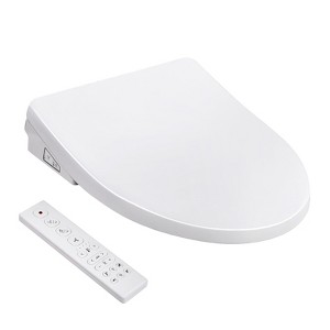 Bidet Toilet Seat, Heated Bidet - Electronic with Warm Water & Air Dryer, Remote Control, Night Light, Elongated for Standard Toilets (White) - 1 of 4