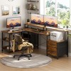 Besiost 66"-73" Reversible L-Shaped Desk with Charging Station, Home Office Computer Desk with LED Lights & Drawers - 2 of 4