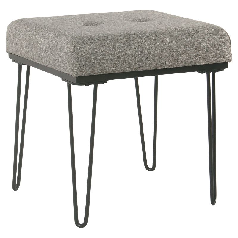 Mid Mod Square Stool Metal Hairpin Leg - Gray - HomePop, 1 of 11