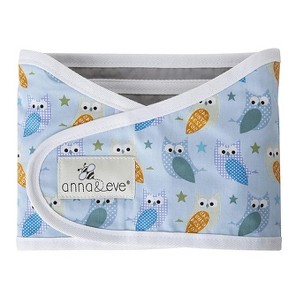 Anna & Eve® - Baby Swaddle Strap®, Adjustable Arms Only Wrap for Safe Sleeping - Small Size Fits Chest 13.5 to 17, Owls Blue/Green - 1 of 4