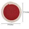 Home Mart Goods Red Extra Thick Woven Trivet Round Placemats Natural Cotton Hot Potholder Mat Heat Resistant - 9"x9"(Pack of 4) - 2 of 4