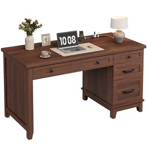 Garvee Executive Desk with Drawers, Farmhouse Home Office Desk with Charging Station, 53.54" Wooden Computer Writing Desk with File Cabinet Storage - 1 of 1
