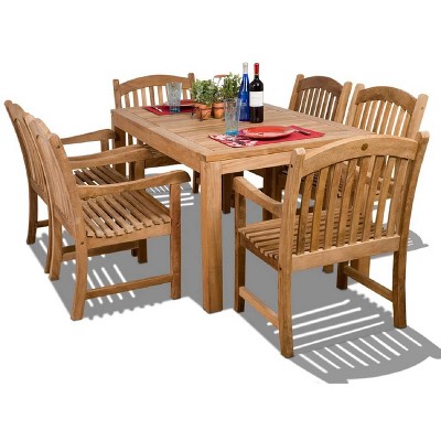 Oslo 7pc Patio Teak Wood Rectangular Dining Set - International Home Miami