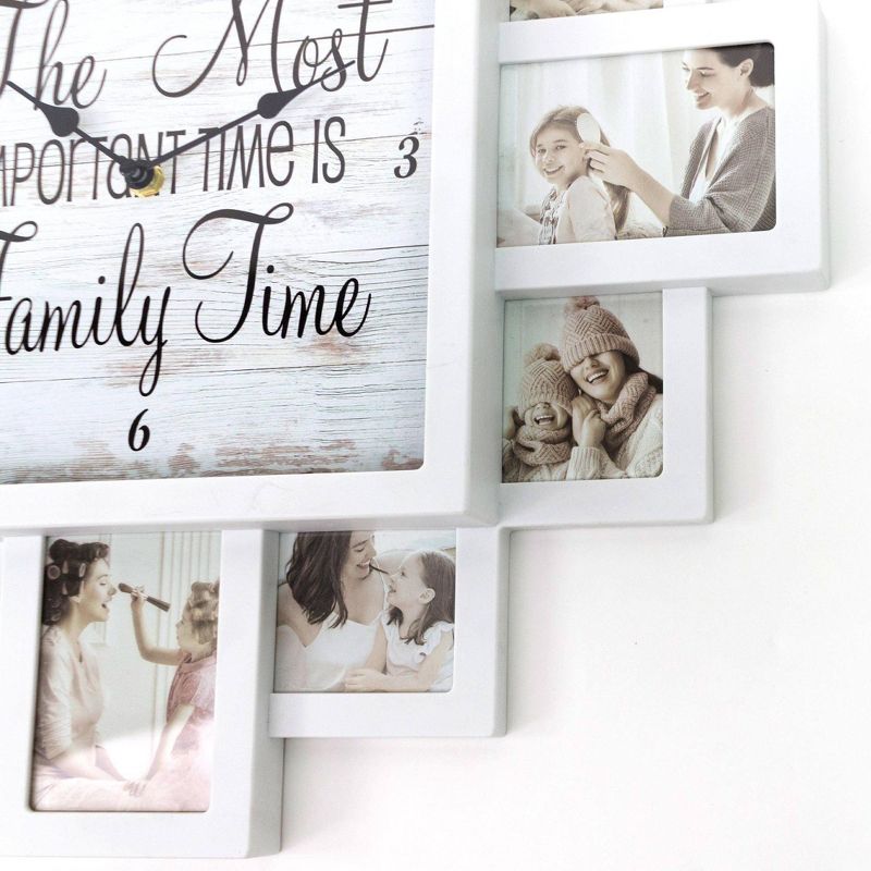 Farmhouse Shabby Chic &#39;Family Time&#39; Picture Frame Collage Wall Clock White - American Art Decor, 6 of 8