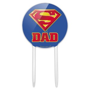 Superman Super Dad Shield Logo Acrylic Cake Topper - 1 of 4