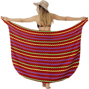 HAPPY BAY Women's Long Vacation Beachwear Swimsuit Pareo Sarong Bikini Wrap Bathingsuit One Size Red, Zig Zag - 1 of 4