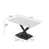 55" Modern Rectangular Dining Table for 6,Sintered Stone Top with Black Metal X-Leg Base-Maison Boucle - 4 of 4