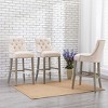 WestinTrends 29" Linen Tufted Buttons Upholstered Wingback Bar Stool (Set of 3) - 2 of 4