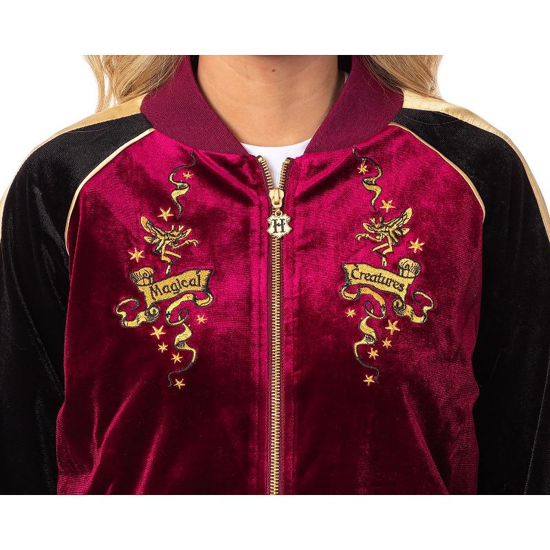 Harry Potter Womens' Magical Creatures Bomber Velour Zip-Up Jacket, 2 of 6