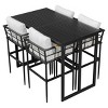 5-Piece Metal Patio Dining Set,Patio Dining Chair With Acacia Wood Armrest,Patio Chairs With Cushions,Outdoor Furniture -Maison Boucle - 3 of 4