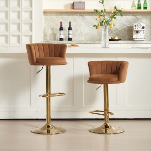 PAGED Bar Stools Set of 2, Swivel Counter Stools with Chrome Footrest and Base, Upholstered Dining Chairs for Kitchen Island - 1 of 4