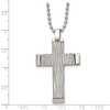 Black Bow Jewelry Men's Stainless Steel Textured Wave Design Cross Necklace, 22 Inch - 4 of 4