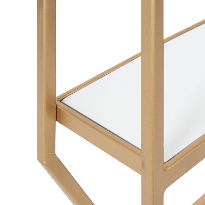 Adela White and Gold Geometric Floating Wall Shelf