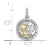 Black Bow Jewelry Platinum & Gold Tone Sterling Silver & CZ Circle Pendant, 15mm - 4 of 4
