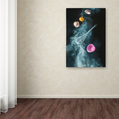 Abstract Kitchen Mess Canvas Art in Black and Pink