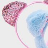 Girls' 2pk Glitter and Faux Fur Cat Ear Headband - Cat & Jack™ Pink/Blue - 3 of 3