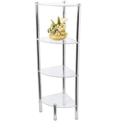 mDesign Metal/Glass 3-Tier Storage Tower with Open Glass Shelves - Chrome/ Clear 