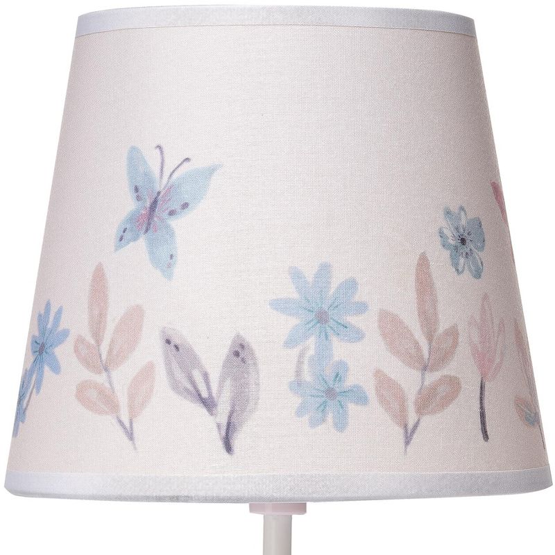 Lambs & Ivy Baby Blooms Pink Butterfly Nursery Lamp with Floral Shade & Bulb, 2 of 7