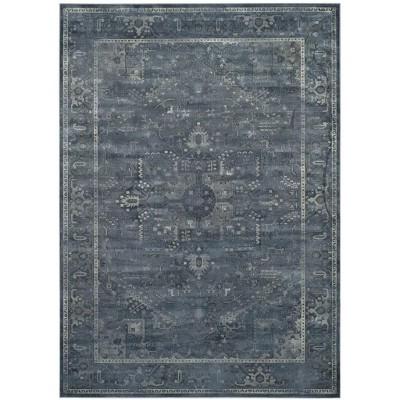 Elegant Vintage Blue Viscose 8'x11' Hand-Knotted Area Rug
