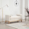 Boucle Upholstered Bench, Ottoman Bench with Wood Legs & Bolster Pillows For End Of Bed, Bedroom, Living Room, Entryway - 2 of 4