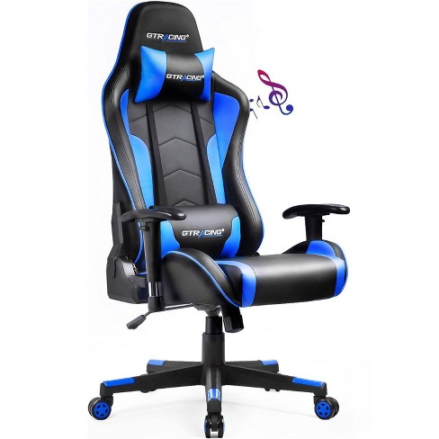 Gtracing Gaming Chair With Bluetooth Speakers High Back Pu Office Chair Blue Target