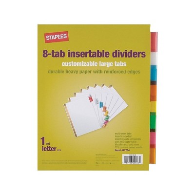 Staples Big Tab Insertable Paper Dividers 8-Tab Multicolor (13492/11123)