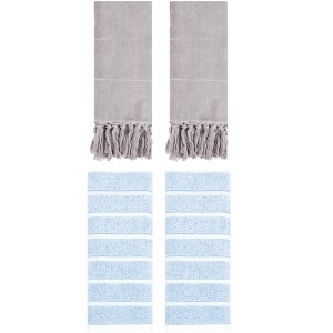 REGALWOVEN 4 Packs Striped and Solid Absorbent Soft Cotton Hand Towel for Bathroom - 1 of 4
