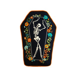 C&F Home Dancing Halloween Skeleton Floral Flowers 100% Cotton Accent Pillow 12.5" x 18" - 1 of 4