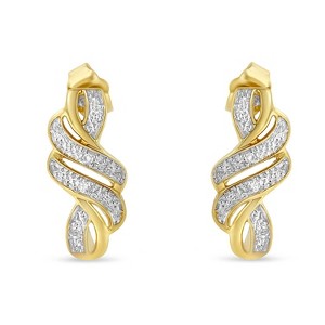 Haus of Brilliance Yellow Plated Sterling Silver Round Cut Diamond Swirl Earrings - 1 of 4