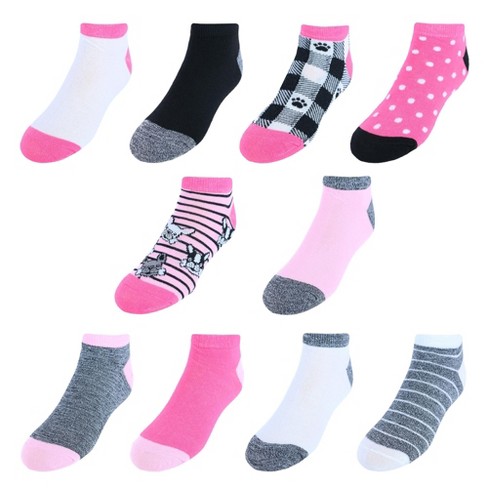 Alexa Rose Girl's Colorful And Playful Puppy No Show Socks (10 Pack),  Small, Multiple : Target