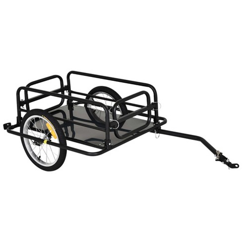 Aosom Bike Cargo Trailer for Hefty Loads, Foldable Compact Storage,  Heavy-Duty, Bike Wagon Bike Trailer Bicycle Cargo Trailer Bike Attachment,  Black