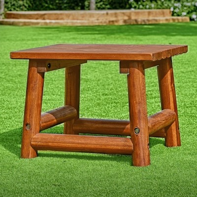 Amber Log Handcrafted Acacia Wood Rectangular End Table