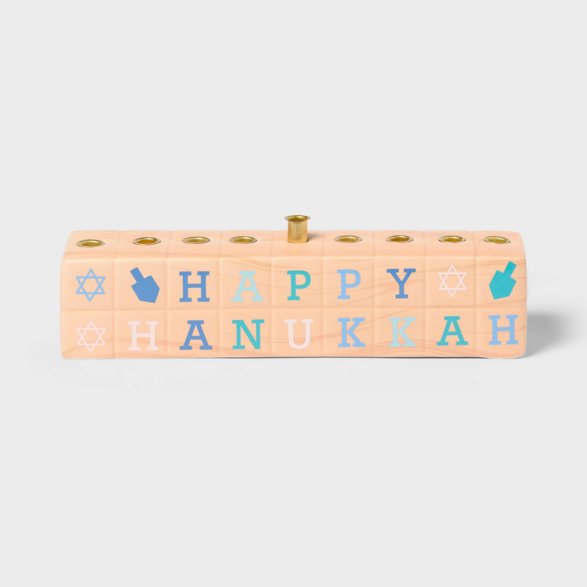 2.5"x9" Taper Ceramic Block Novelty Menorah Hanukkah Candle Holder - Spritz™