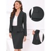 INSPIRE CHIC Women's Long Sleeve Collarless Peplum Blazer and Pencil Skirts Suit Set 2 Pcs - 2 of 4
