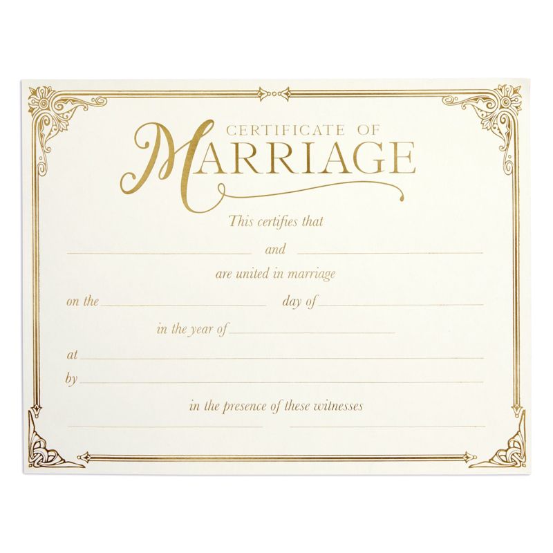 Juvale 48 Pack Marriage Certificates with Gold Foil Edges for Wedding Ceremony, Official Newly Weds, Proposals, Ivory Offset Paper,11 x 8.5 In, 5 of 9