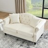 57'' Chesterfield Velvet Tufted Loveseat with Rolled Arms & Nailhead Trim for Living Room Bedroom Apartment-Baofuwish - 3 of 4