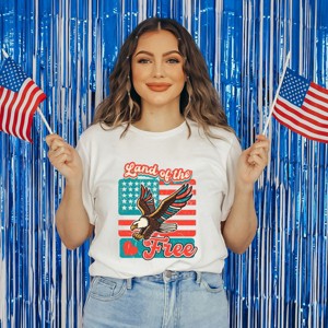 Simply Sage Market Women's Distressed Patriotic Free Eagle Short Sleeve Graphic Tee - 1 of 4