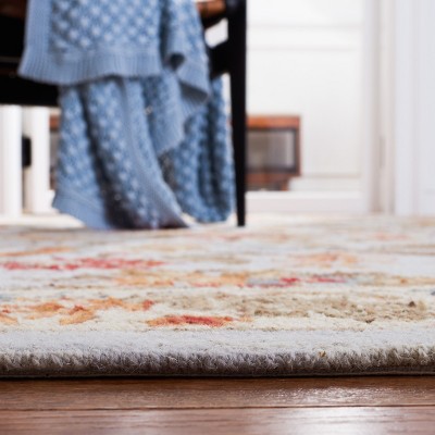Aurora Light Blue Floral Hand-Knotted Wool Reversible Area Rug - 30"x18"