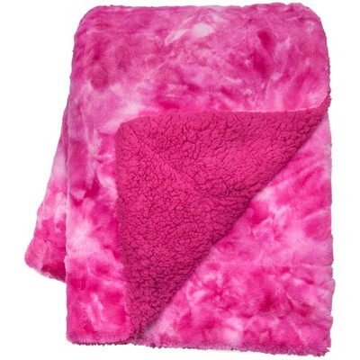 Pink Faux Fur Sherpa Reversible Throw Blanket 50" x 65"