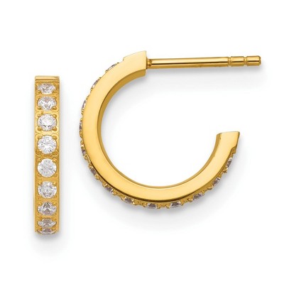 Chisel Stainless Steel Polished Yellow IP-plated with Cubic Zirconia Hoop Earrings