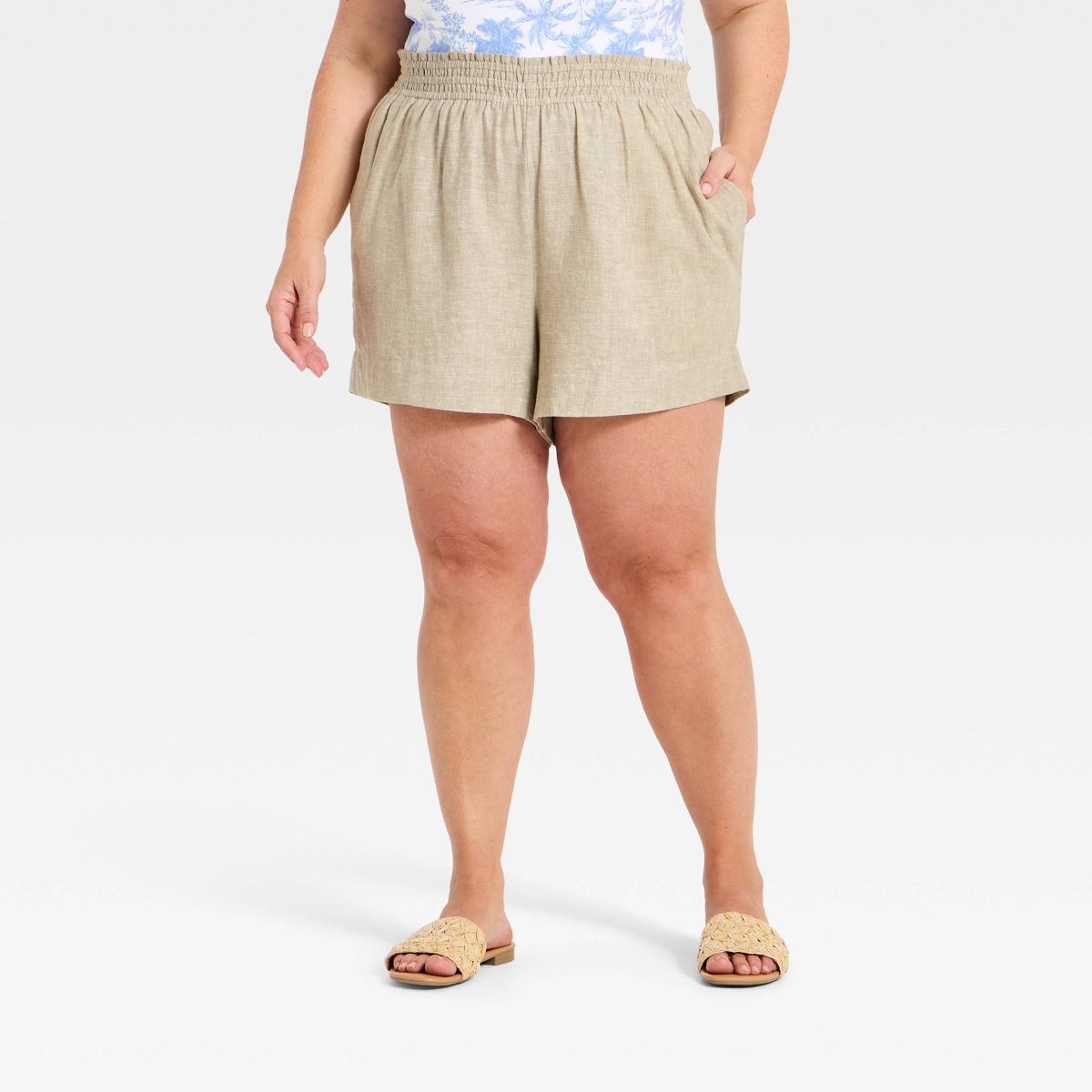 Women's Linen Pull-On Shorts 3.5" - A New Day™ - thumbnail 4