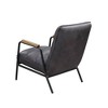 Top Grain Leather Accent Chair with Matt Iron Finish and High-Density Doll Cotton Seat for Living Room - 2 of 4
