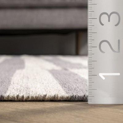 Handmade Gray and White Cotton Striped Rectangular Area Rug, 5'x8'