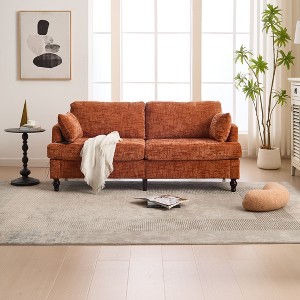 Okak Modern Chenille 2-Seater Loveseat Sofa with 2 Pillows & Sturdy Soild Wood Feets,Upholstered Armchair Sofa Couch for Living Room - 1 of 4