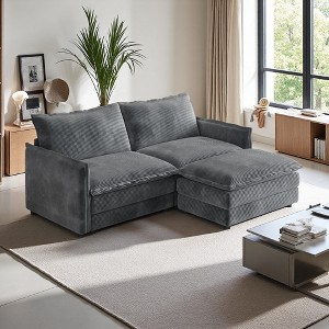 75" Corduroy Cloud Modular L-Shaped Sectional Sofa with Ottoman - 1 of 4