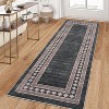 Modern Bordered Washable Runner Rug, Non-Slip Low Pile Carpet, Stain-Resistant Kitchen or Entryway Floor Mat - 2 of 4